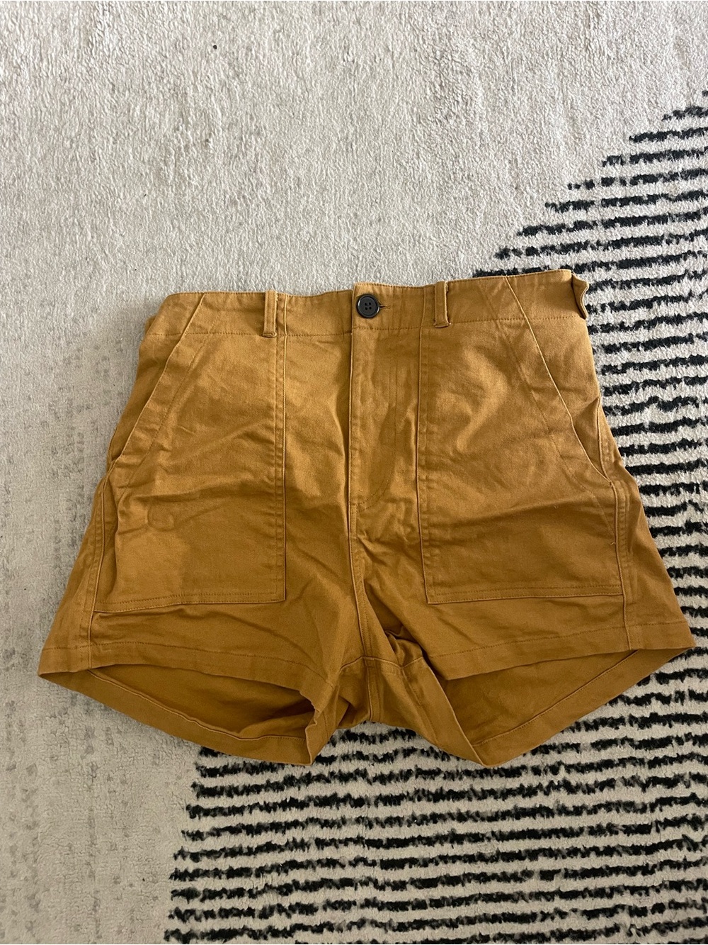 Wondery High-Waist Utility Shorts in Dark Mustard - Medium